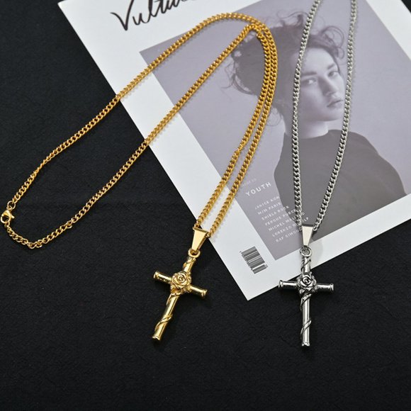 Rosary Cross Faith Necklace Gold Silver - Picture 4 of 11